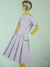DISEGNO SKETCH MODA VINTAGE ITALIAN FASHION DESIGN 1950 1960 60S 50S BOZZETTO
