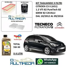 TAGLIANDO 3 FILTRI OLIO 5W30 ORIGINALE CITROEN C3 II 1.2 VTI BENZINA 60KW 82 CV