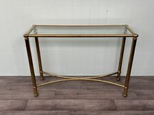 Consolle Vintage Anni 80 Mobile Italiano Metallo Ottone E Piano In Vetro Bordato