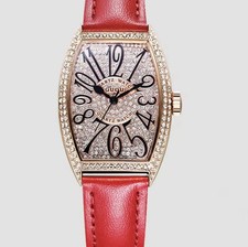 Orologio Quarzo Frank Fashion Style Rapper Muller Diamanti Rosso