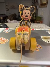 Auto maglione pozzanghera in legno Fisher Price Topolino vintage anni '50