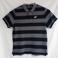 Nike Polo Shirt T-Shirt Nero Grigio Righe Uomo Taglia XL