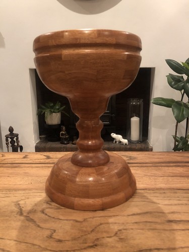 Solid wood pedestal bowl - solid,