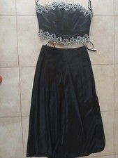 lotto 2302 completo donna elegante corsetto + gonna vestito nero tg.2XL