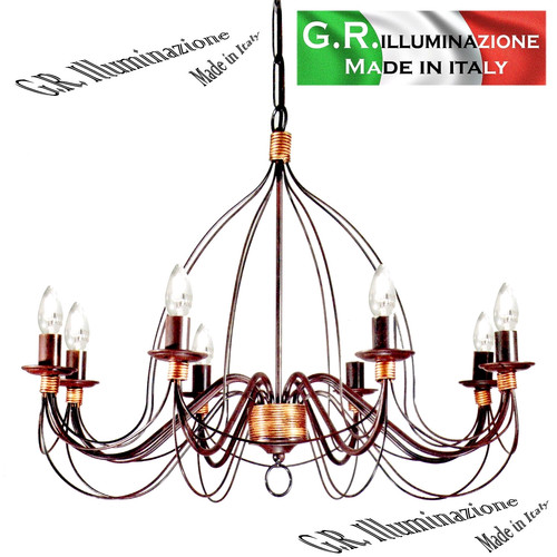 Lampadario ferro battuto 8 - ferro,