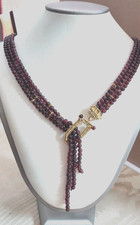 Collana 3 Fili Granati Con Chiusura In Oro750