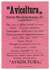 MILANO VOLANTINO PUBBLICITARIO AVICOLTURA NEGOZIO CORSO BUENOS AYRES PRIMI 900