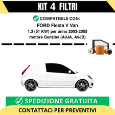 Kit 4 Filtri Tagliando per FORD Fiesta V Van 1.3 51 kw Benzina 2003-2005