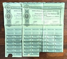 OBBLIGAZIONI CARTELLA AL PORTATORE CASSA DEPOSITI E PRESTITI ROMA 1949 LIRE 1000
