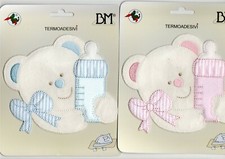 APPLICAZIONI TERMOADESIVE  "ORSETTO CON BIBERON " DECORAZIONE PER COPERTINA 