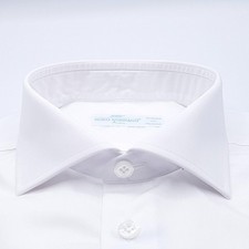 Camicia Bianca in Popeline Piuma Collo Francese Cotone Makò 120'Sup Tess. Monti