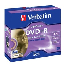 VERBATIM 43575 DVD+R LightScribe V1.2 Jewel Case 5 pz