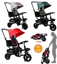TRICICLO BAMBINI BIMBA BIMBO CON MANIGLIA DIREZIONALE CAPPOTTINA PARASOLE 