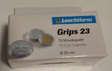 10 CAPSULE CUSTODIE PER PORTA MONETE OBLO PLASTICA TRASPARENTE LEUCHTTURM  23 mm