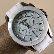 Orologio Fossil Donna CE-1002 Vestito Giorno Data Cinturino Ceramica Bianco Quarzo 37mm 6 1/4"