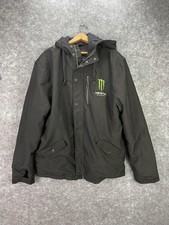 Giacca Monster Energy uomo XL nera con cappuccio foderata in pile zip cappotto invernale logo