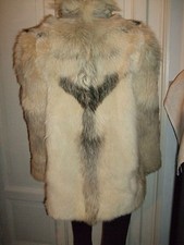 PELLICCIA COAT MANTEL FUR PELZ WHITE COYOTE KOJOTE VOLPE FUCHS FOX VINTAGE  