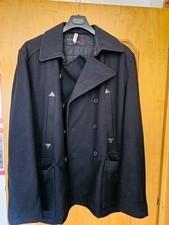 Cappotto uomo Guess Jeans doppio petto nero XXL lana come nuovo