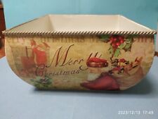 Fioriera centrotavola sottovaso  metallo con decorazioni di Natale 22x22x13 cm