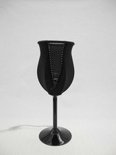 LUME ITALAMP 3053 LM BASE IN VETRO NERO E PARALUME TESSUTO NERO CON SWAROVSKY