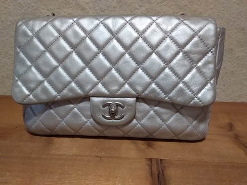 Chanel jumbo argento - pelle, di