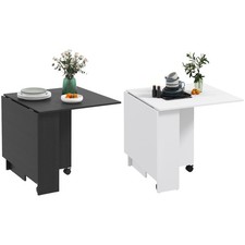 HOMCOM Tavolo Pieghevole a 2 Ribalte per 6 Persone con Ripiani e Ruote