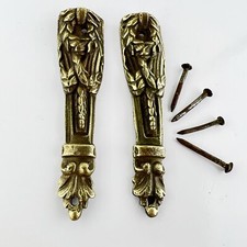 Coppia di fregi antichi in bronzo ottone ferramenta d'epoca per mobile 800 900
