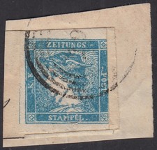 Lombardo Veneto, mercurio c.3 azzurro chiaro III tipo usato su frammento (3a)