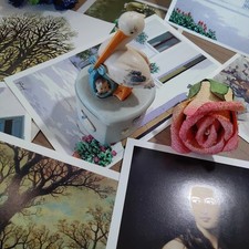 Ar 92) Cicogna cofanetto porta gioie, dentini bebé bomboniera bambino vintage 