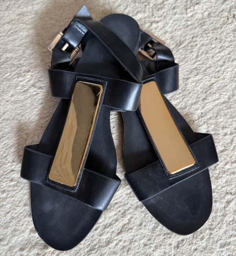 Zara sandali neri pelle - zara, in