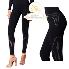 VENUS LEGGINGS by Wolford L deep night nero tubo trasparente onde trasparente