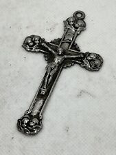 Crocifisso metallo bagno argento 5x9cm  per statue sacre