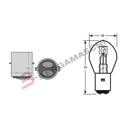 Lampada bilux ba20d 25w - bilux, 6v