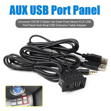 Kit Caricabatteria Adattatore Cavo Prolunga Pannello Porta AUX Doppia USB Montaggio Cruscotto Auto