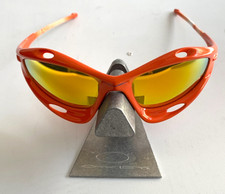 Occhiali da sole Oakley Racing Jacket montatura arancione nuovi con lenti antincendio nuove RARI! Gen 1