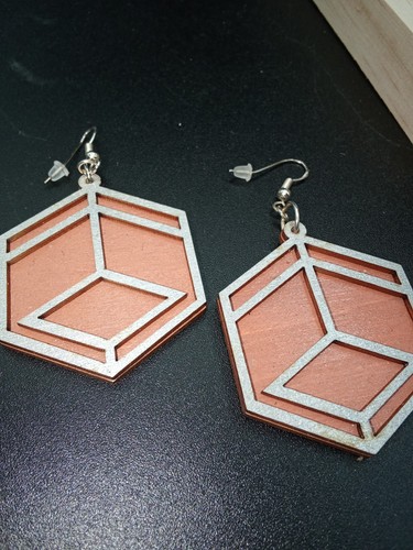 Boucle oreille bois - ,