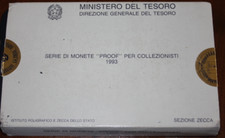 NL* ITALIA Divisionale 1993 GOLDONI  11 Valori con 500 e 500 Lire ARGENTO PROOF