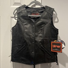 Gilet moto donna nero in vera