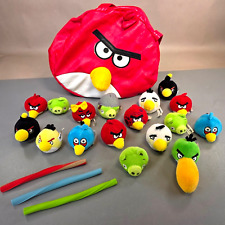 Lotto di 17 topper per matite peluche Angry Birds con 3 bastoncini e custodia con cerniera rossa