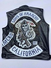 Gilet uomo Jax Teller SOA gilet Sons of Anarchy gilet in pelle nero toppe blu