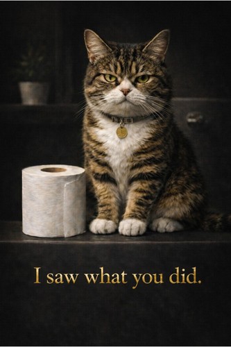 Poster divertente gatto bagno