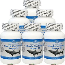 6x Cartilagine di Squalo 100% Naturale 750mg 100 Capsule =600Caps