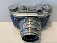 Scritta Eho Altissa Altix V blu vera pelle Trioplan 1:2,8/50 V