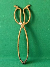 ANTICA PINZA A FORBICE PER CAMINO ATTIZZATOIO VINTAGE PER BRACE E CARBONE. CU56