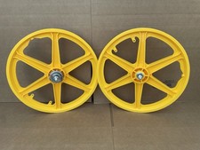 Set Ruote Mag 20" Plastica GIALLO Bicicletta Anteriore Posteriore GT Dyno Old School Cerchi BMX