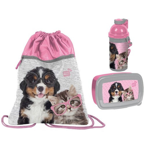 Cane gatto rosa - set, sacca