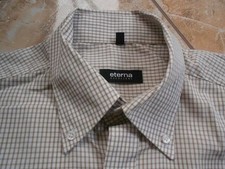 Eterna CLASSIC FIT Camicia 41 Marrone Chiaro Bianco A Quadri #EA0864