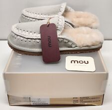 Mou ciabatta scamosciata completa punto eschimese argento betulla shearling donna taglia US 10