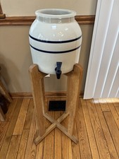 Rubinetto Valvola Dispenser Porcellana Crock Acqua Rubinetto 2,5 Gal e Supporto Legno