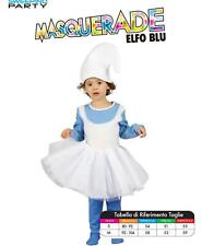 COSTUME CARNEVALE BAMBINA BIMBA NEONATO ELFO BLU PUFFO TAGLIE DA 6/24 MESI